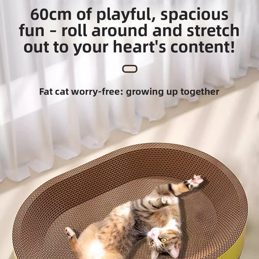 Round Corrugated Cat Scratch Board with Nest and Toys