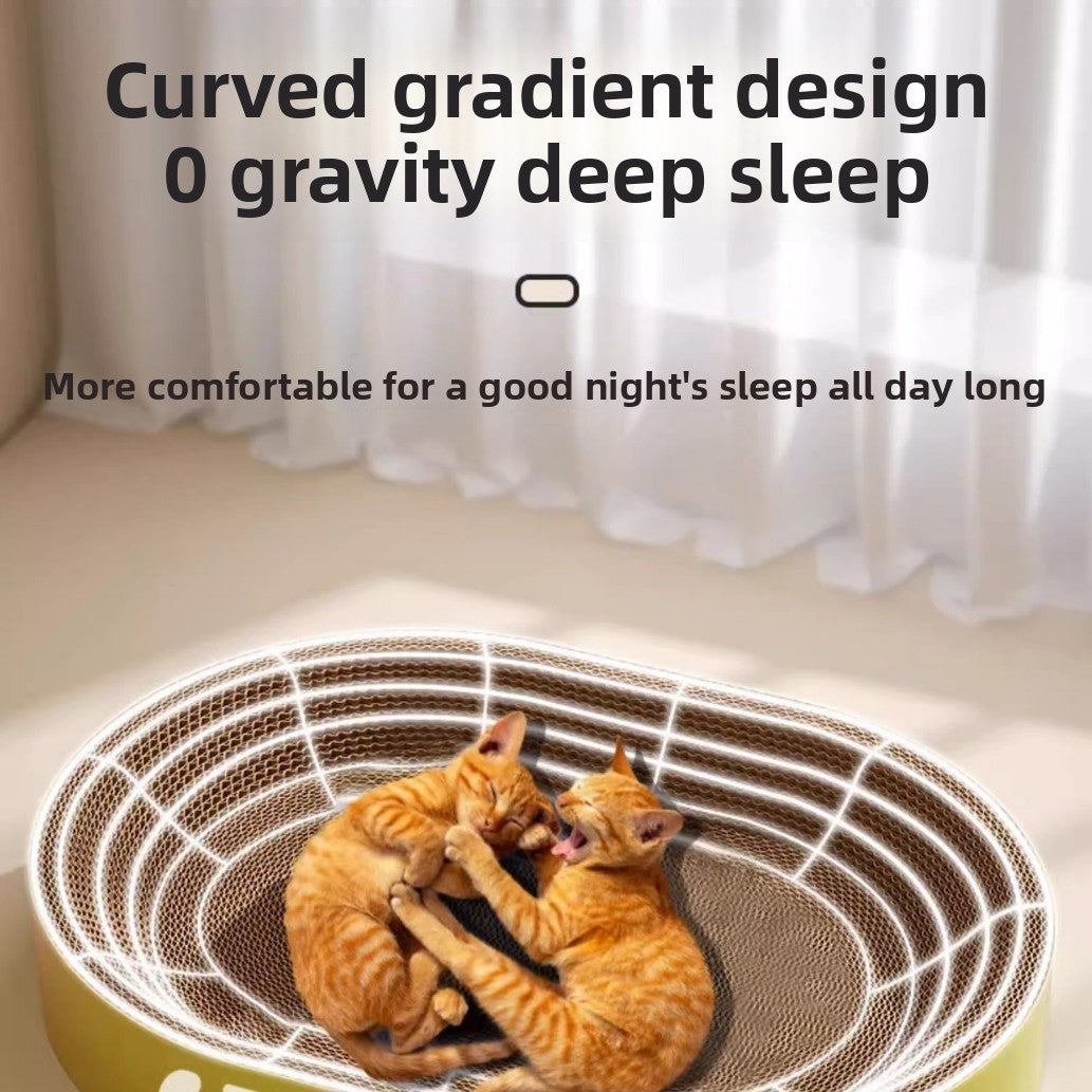 Round Corrugated Cat Scratch Board with Nest and Toys
