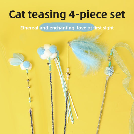 Feather Bell Cat Teaser Wand Toys